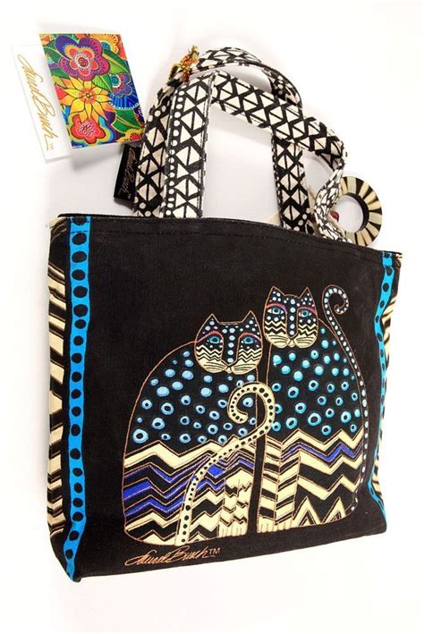 New Laurel Burch Spotted Cats Sun N Sand Small Canvas Tote Purse Bag