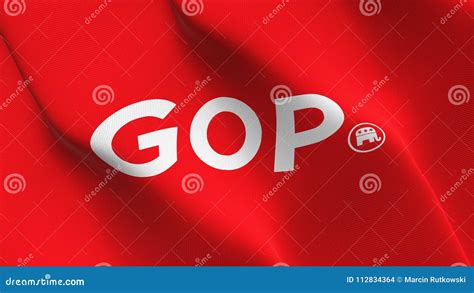 United States Republican Gop Logo Flag Waving On Wind Editorial Stock