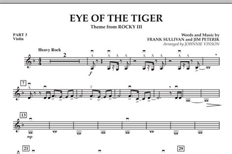 Eye Of The Tiger Pt3 Violin By Johnnie Vinson Sheet Music For