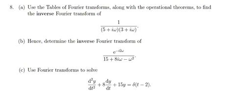 Solved A Use The Tables Of Fourier Transforms Along With The