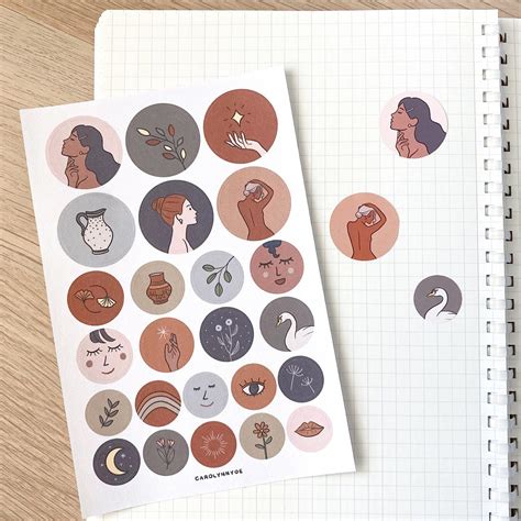 BEIGE AESTHETIC Round Sticker Sheet Minimalist Art Vibe Nude Neutral