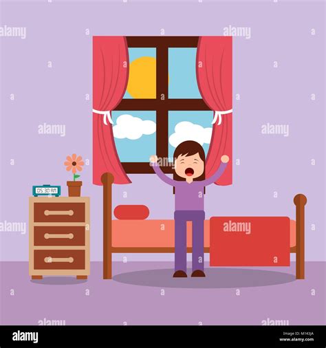 Woman Waking Up Illustration Stock Vector Images Alamy