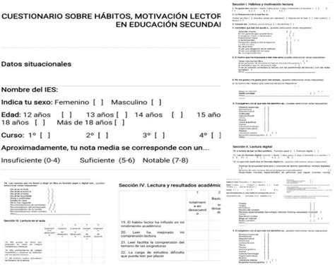 Cuestionario Sobre H Bitos Motivaci N Lectora Y Rendimiento Acad Mico