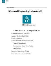 Impact Of Jet Docx Segi University Chemical Engineering Laboratory