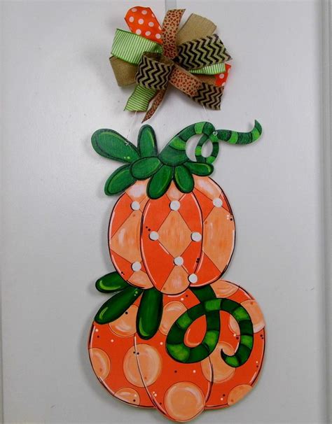 Pumpkin Door Hanger Fall Door Hanger Stacked Pumpkins Orange