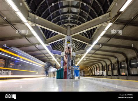 Worms Eye View Long Exposure Evening Photograph Of Yorkdale Subway Station Platform Toronto