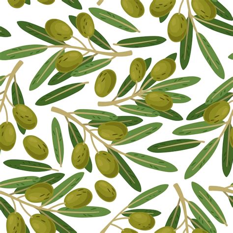 Premium Vector Olive Branch Seamless Pattern Vector Greek Olives