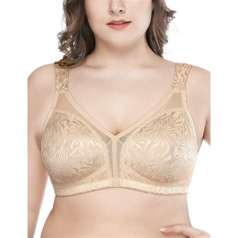 Deyllo Womens Non Padded Wireless Plus Size Full Coverage Minimizer Bra Nude 40ddd