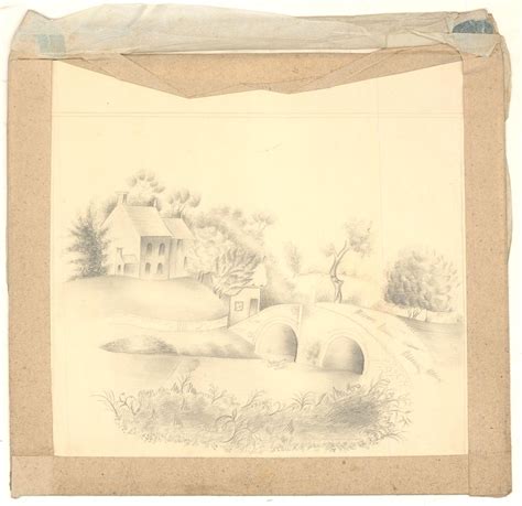 Catherine Board Early 19th Century Graphite Drawing Humpback Bridge