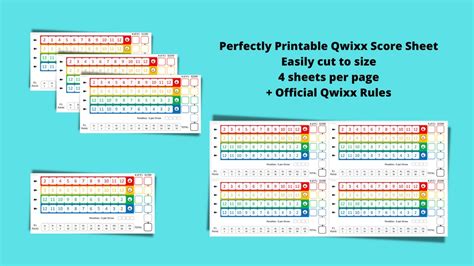 Perfectly Printable Qwixx Score Sheet Easily Cut To Size Etsy Ireland