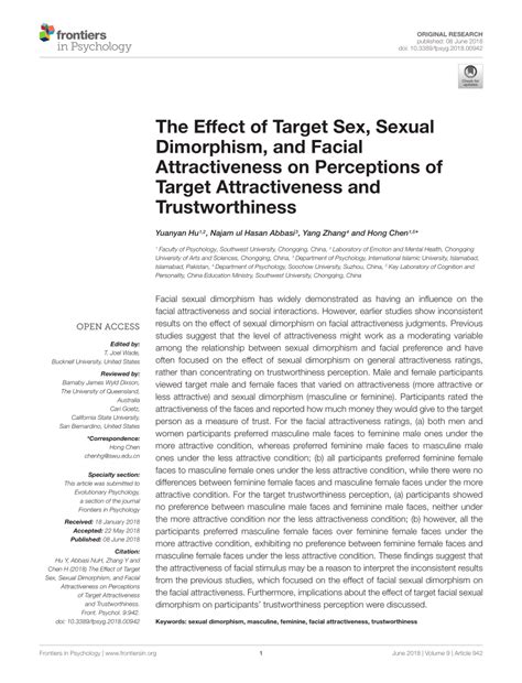 PDF The Effect Of Target Sex Sexual Dimorphism And Facial Attractiveness On Perceptions Of