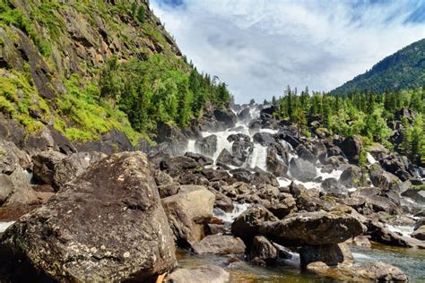 Waterfall Uchar. Altai Republic. Russia Stock Photo - Image of green, hill: 103982702