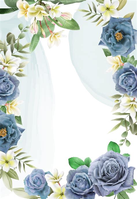 Elegante Tarjeta De Invitaci N De Boda De Rosas Azul Real Png