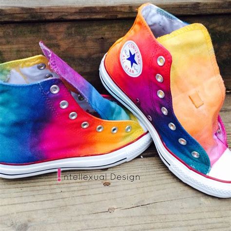 Custom Hand Painted Rainbow HIGH TOP Converse Tie Dye Rainbow Ombre Hi