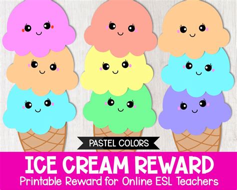 Printable Ice Cream Reward System For Online Teaching Colorful Ice