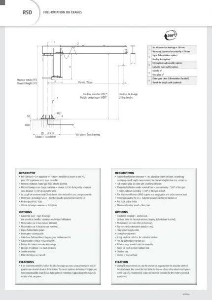 Full Rotation Pillar Jib Crane 150kg Span 4m Height Under Beam 3 5m