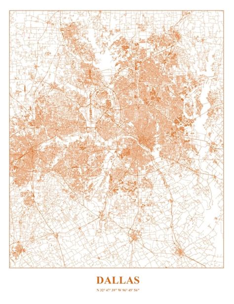 Carte Vectorielle Du Cartel De La Ville De Dallas Aux Tats Unis