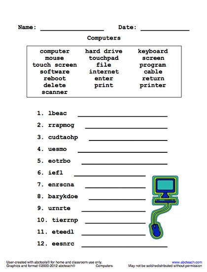 Free Printable Unscramble Words Worksheets Printable Templates