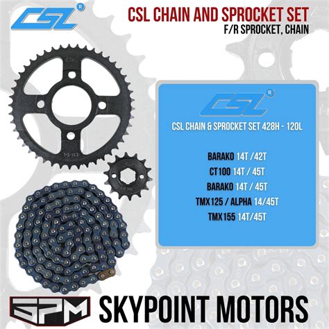 CSL CHAIN AND SPROCKET SET 428H 120L FOR BARAKO BC175 CT100 TMX125