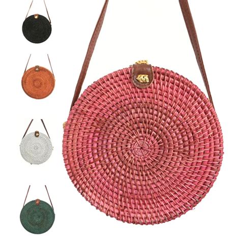 Women Colorful Round Rattan Bag Straw Bag 5 Colors Elegant Fashion