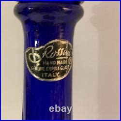 Rossini Empoli Italy Cobalt Blue Glass Decanter Diamond Cut Genie