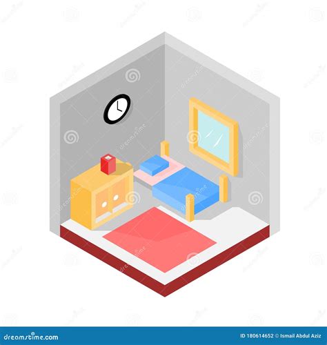 Minimalist Simple Isometric Drawing Little Room Stock Photo ...