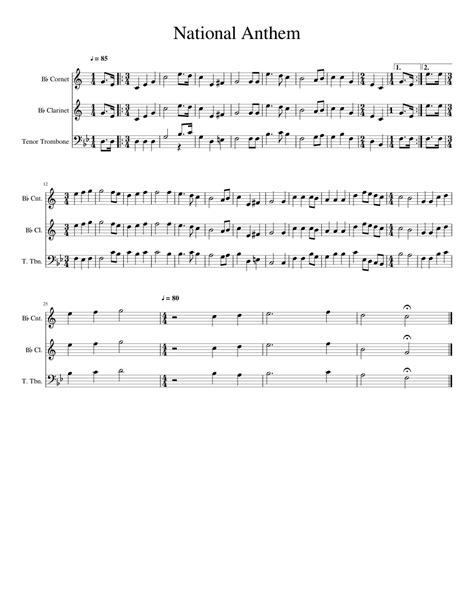 National Anthem Star Spangled Banner Sheet Music For Clarinet Solo