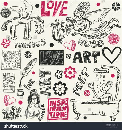 Crazy Art Doodles Hand Drawn Design Elements Stock Vector Illustration