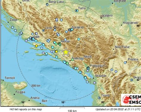 Potres Stupnjeva Richtera U Hercegovini Osjetio Se U Dalmaciji I
