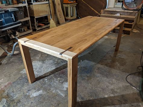 Hand Crafted Solid Maple Dining Table With Walnut Inlay By William Ney