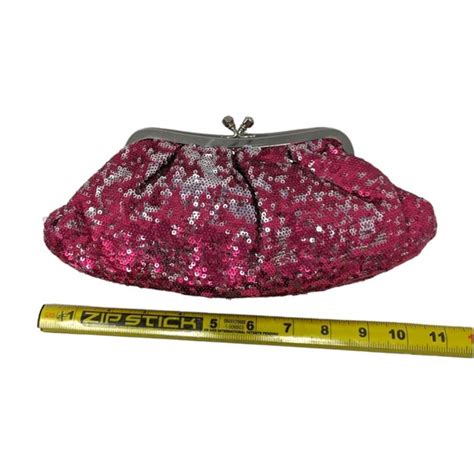 Sasha Hot Pink Silver Kiss Lock Sequin Sequined Clutc Gem