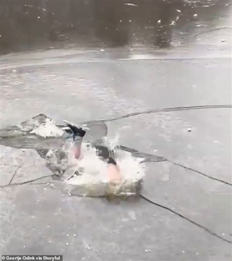 Semi Naked Skater Falls Through The Ice In Amsterdam Daily Mail Online