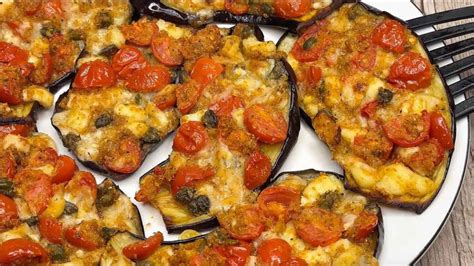 Aubergines Farcies Aux Tomates Cerises Et Au Fromage Un Plat Simple