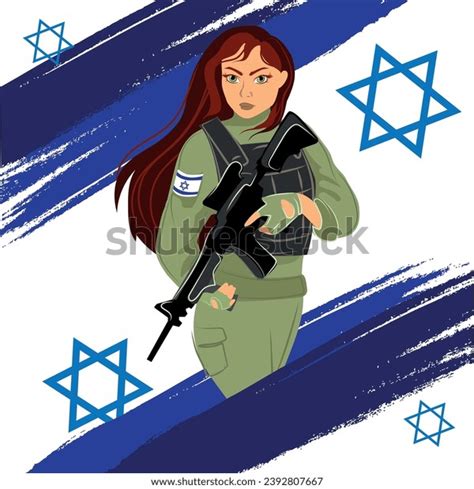 Beautiful Idf Girl Machine Gun Her Stock Vector (Royalty Free ...