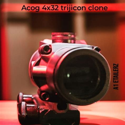 Trijicon Acog Clone 4×32 Scope Reticle Sight Cross Red Fiber Optic Scope 223 – Tacos Y Mas