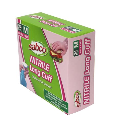 Nitrile Long Cuff Gloves 24PK - Sabco