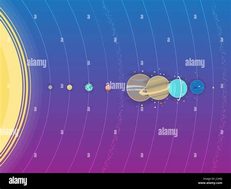 Sistema Solar Planetas Cometas Satélites De Los Planetas Ilustración Plana Con Dimensiones