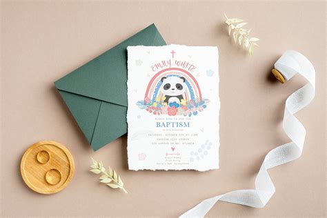 Boho Baptism Invitation Template Printable Christening With Bear Baptism Invite Boho Baptism