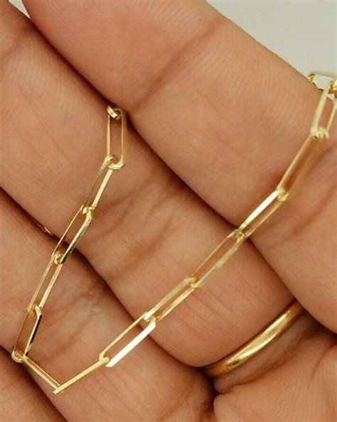 14k Yellow Gold Chunky Paperclip Bracelet Elongated Link Etsy