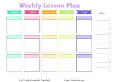 Free Printable Weekly Lesson Plans Template [pdf] One Blank Format