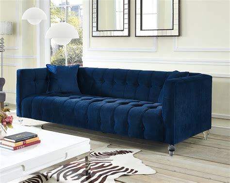 Bea Navy Velvet Sofa TOV Furniture