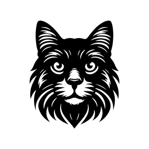 Icono De Ilustración Vectorial De Retrato De Cara De Gato En Fondo Blanco Vector Premium