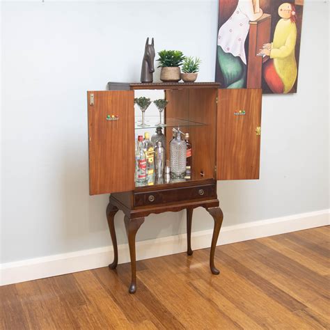 6986V Vintage Retro Cocktail Cabinet Wine Bar Mirror Back