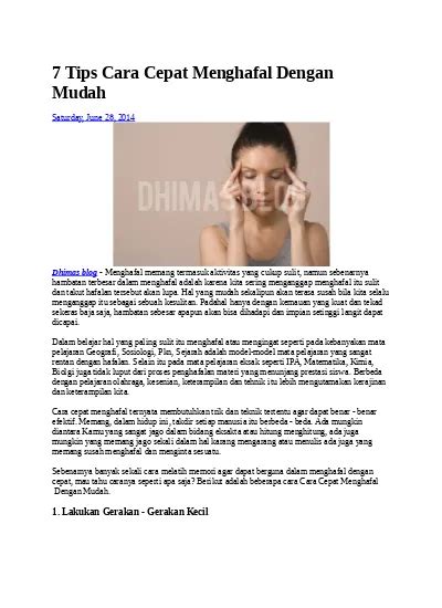 7 Tips Cara Cepat Menghafal Dengan Mudah
