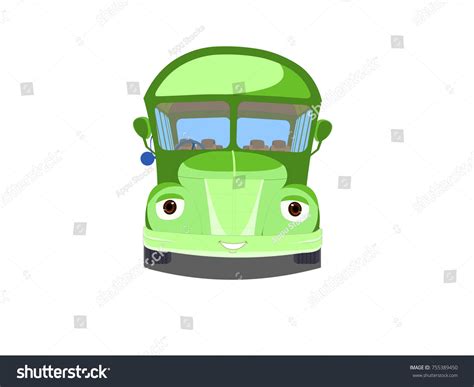 Green Bus Frontal Image Vector Cartoon Stock Vector (Royalty Free ...