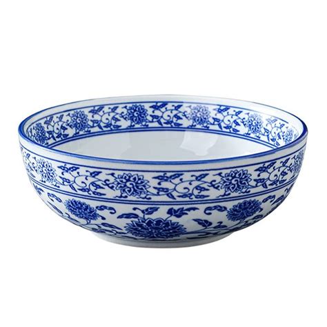 Luxshiny Blue White Porcelain Bowl Chinese Ceramic Bowl Asian Bowl