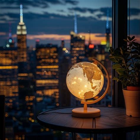 illuminated globe night photo globe cityscape skyline