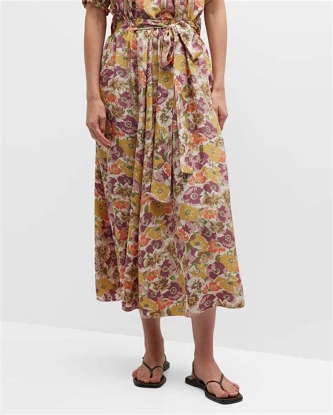 The Great The Papyrus Floral Midi Skirt Neiman Marcus