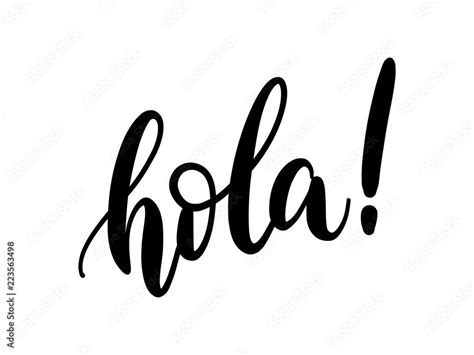 Vecteur Stock Hola Word Lettering Hand Drawn Brush Calligraphy Vector