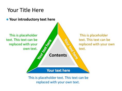 Powerpoint Slide Diagram Triangle Multicolor 3 Sections Tg181